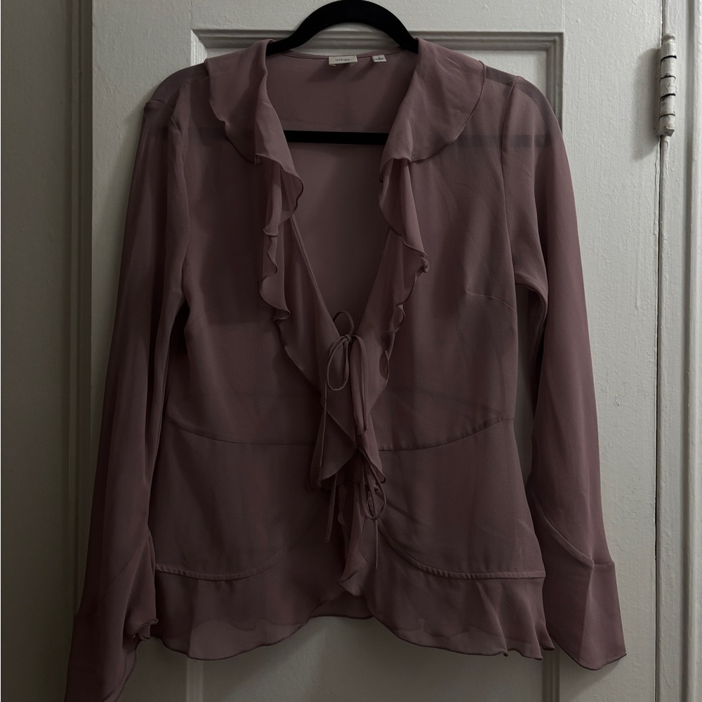 Aritzia Wilfred Mauve Ruffle Blouse